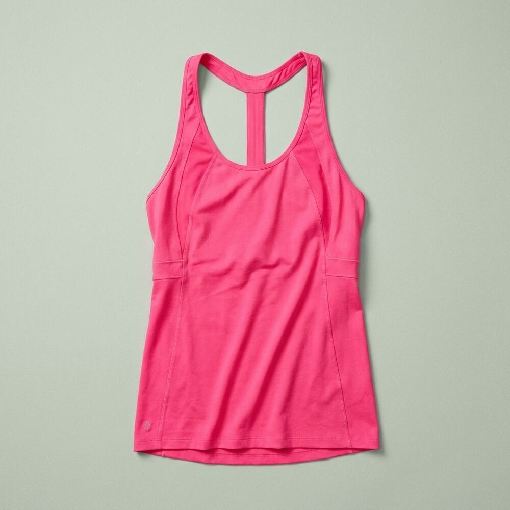 Athleta Built In Bra Tank Top Hot Pink Racerback Activewear Athleisure Womens XL